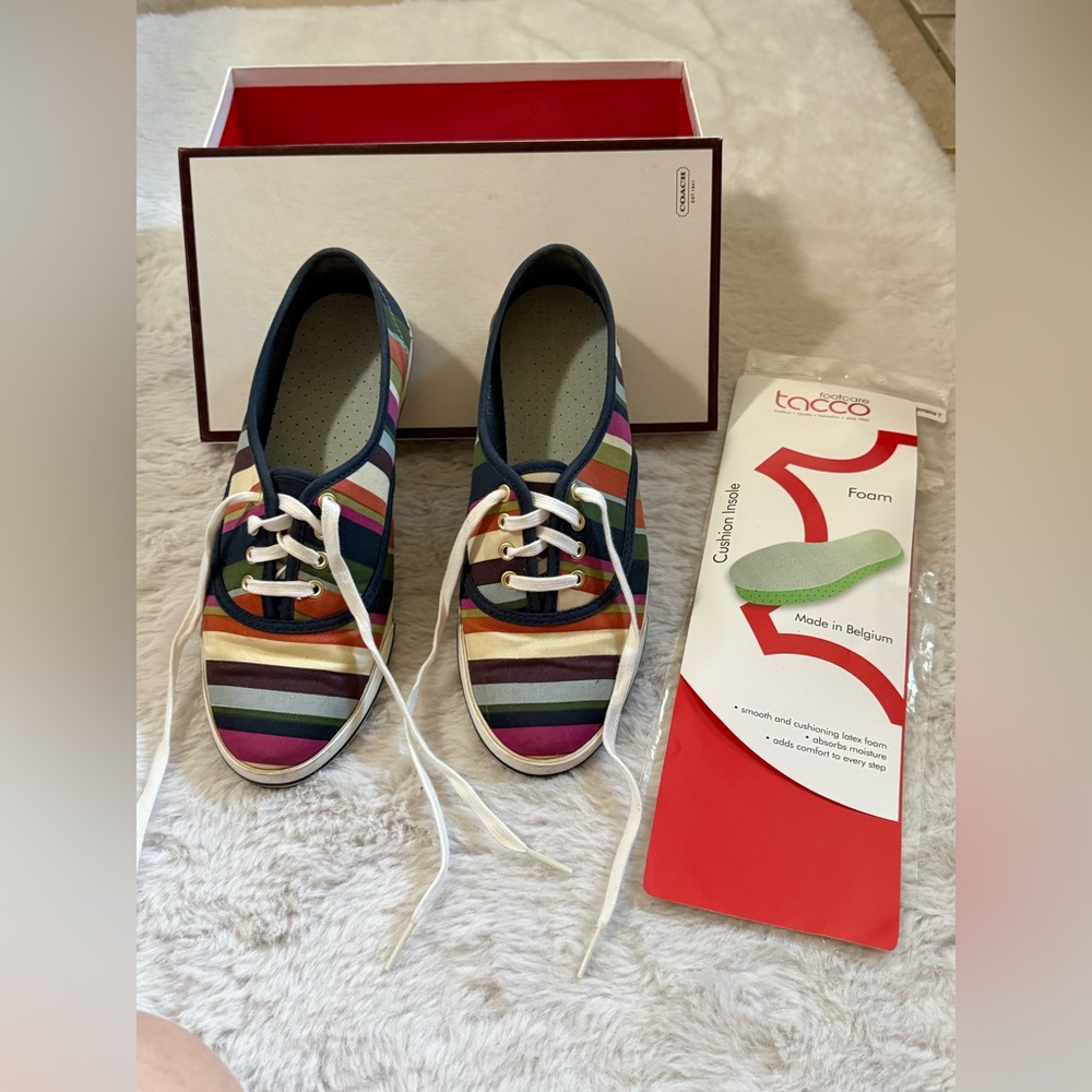 Coach Audrina in Multi Stripe Canvas Sneakers - Picture 4 of 14